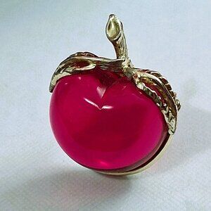 Vintage Sarah Coventry Red Apple Brooch Pin, Marked